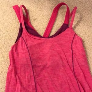 Lululemon pink and purple tank with bra